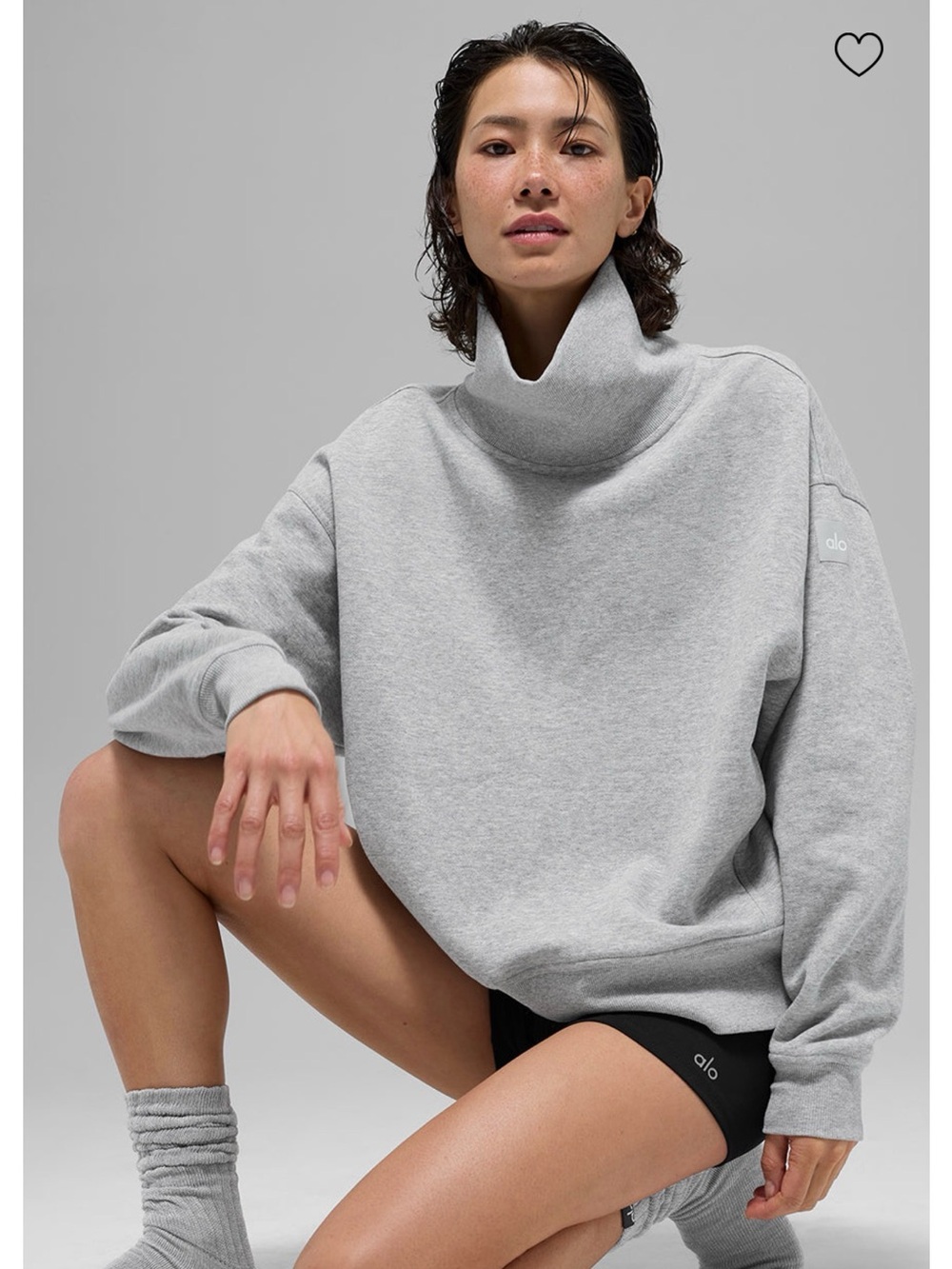 ALO Yoga Hazy Mockneck Oversized Heather Gray